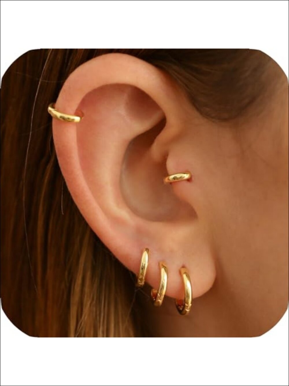 925 Sterling Silver Small Hoop Earrings with 18k Gold Plated Tiny Huggie Design